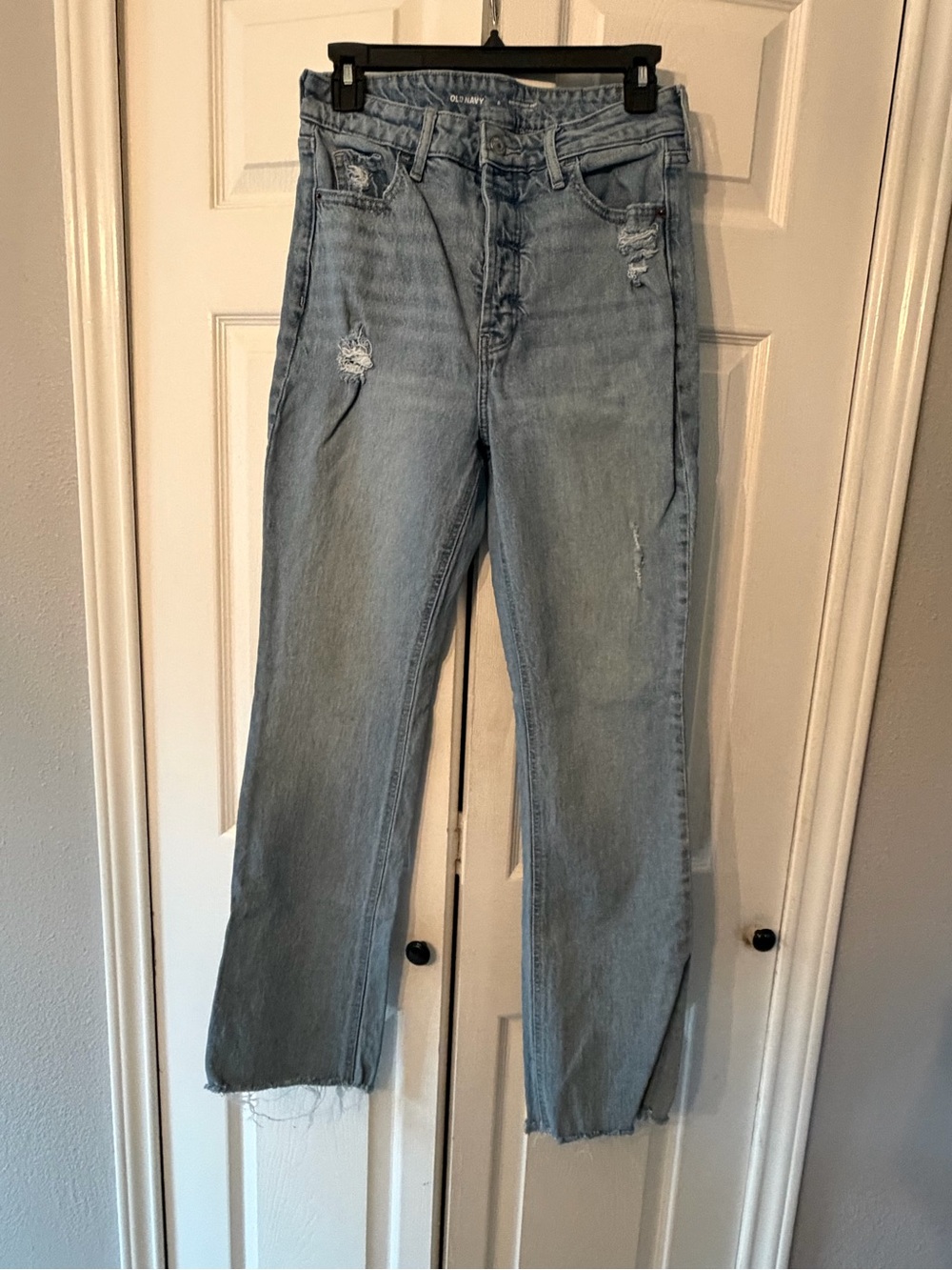 Old Navy Light Blue extra high rise kicker bootcut  Distressed Jeans